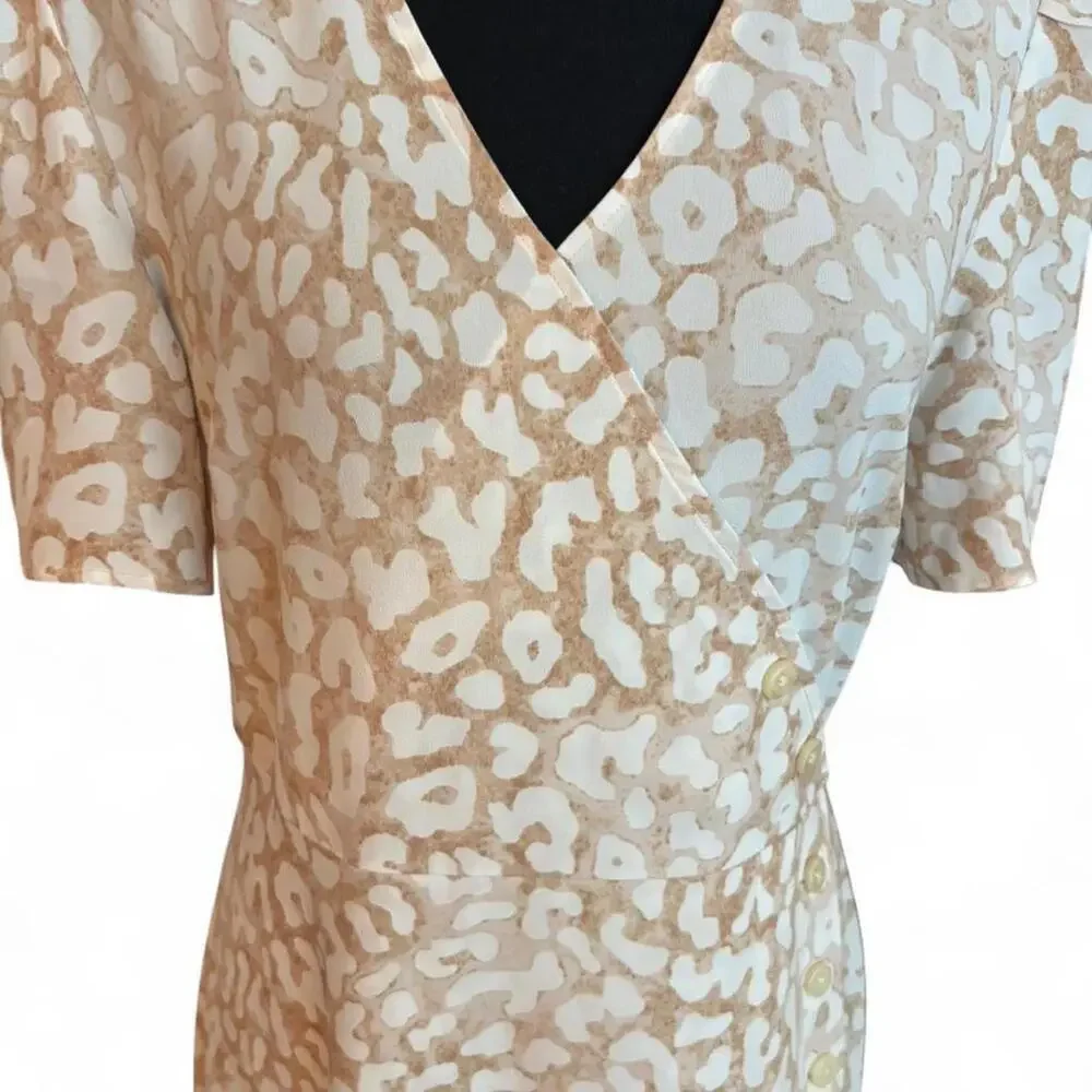 Cream and tan leopard print midi dress Size 4 - Picture 6 of 7